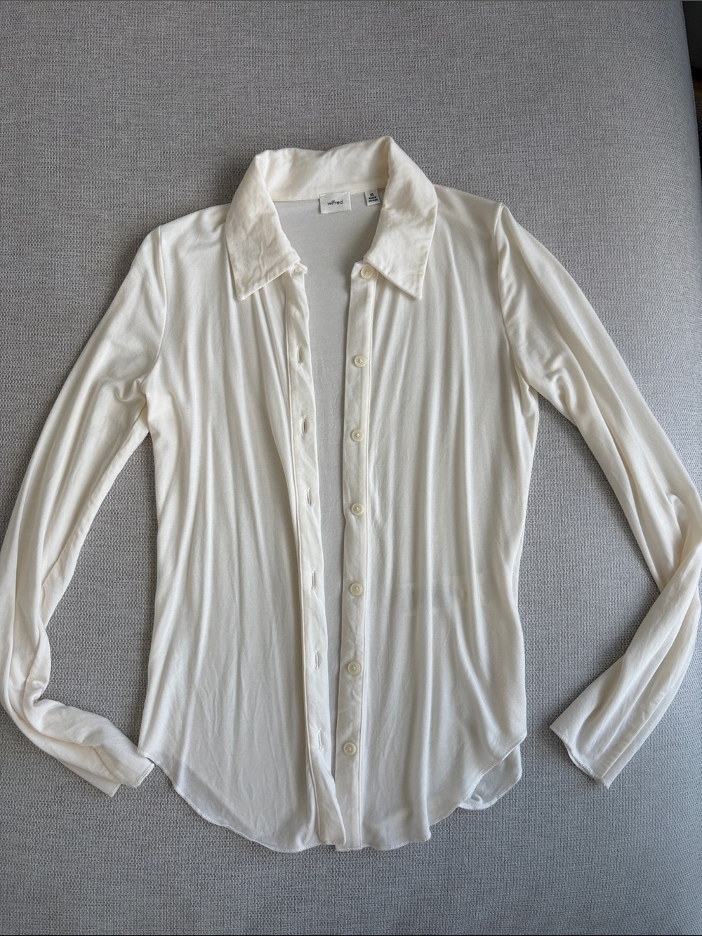 WILFRED Women's Button-Down Shirt — Cream Long Sleeve